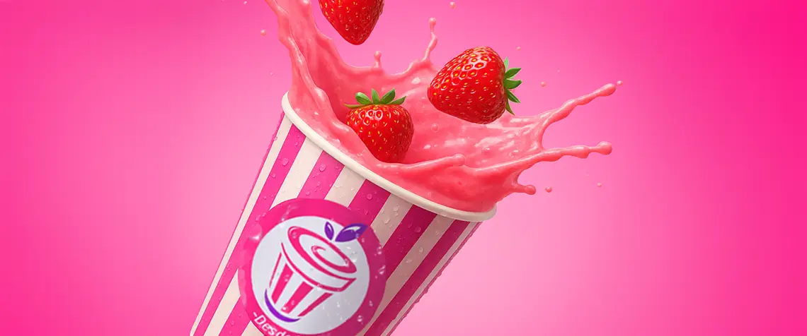 Nueva identidad de Yogurt Amazonas en un vaso rosa con fresas
